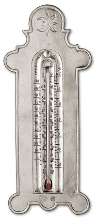 Termometro da parete, grigio, Metallo (Peltro) e Vetro, cm h 25