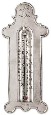 Wandthermometer mit 2 Skalen (Quecksilberfreie), Grau, Zinn und Glas, cm h 19