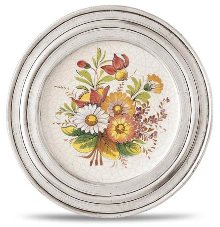 Decorative wall plate, grey and White, Pewter and Ceramic, cm &Oslash; 23