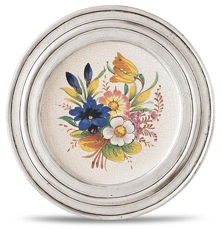 Decorative wall plate, grey and White, Pewter and Ceramic, cm &Oslash; 23