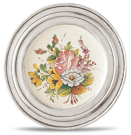 Decorative wall plate, grey and White, Pewter and Ceramic, cm &Oslash; 23