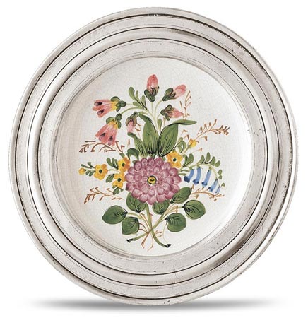 Decorative wall plate, grey and White, Pewter and Ceramic, cm &Oslash; 23
