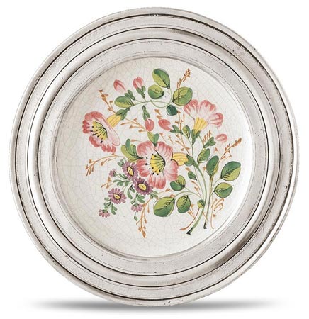 Decorative wall plate, grey and White, Pewter and Ceramic, cm &Oslash; 23