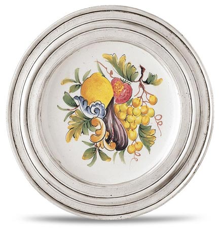 Decorative wall plate, grey and White, Pewter and Ceramic, cm &Oslash; 23