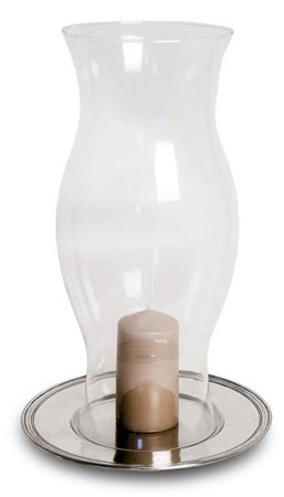 Windlicht, Grau, Zinn und Glas, cm h 50 &Oslash;18  plate &Oslash;32