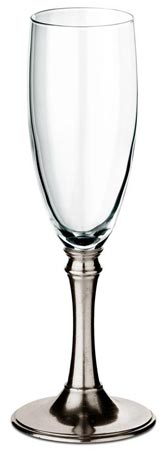 Champagnerglas, Grau, Zinn und Glas, cm h 20,5 x cl 17