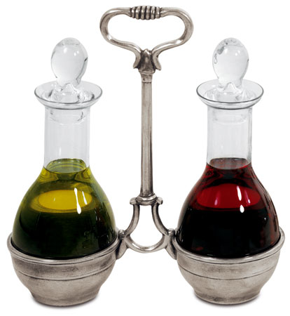 Huilier vinaigriere (Cristal), gris, étain, cm h 20
