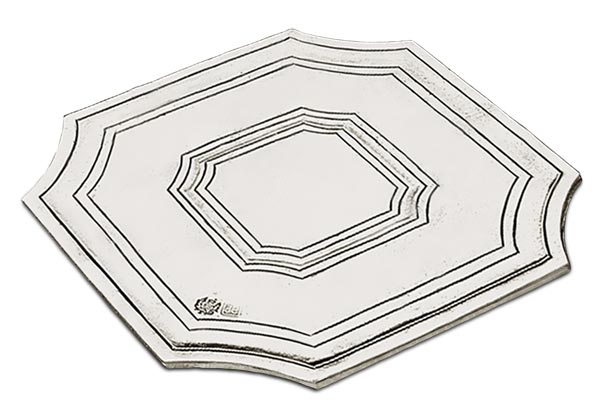 Octagonal coaster, gri, Cositor, cm 9x9