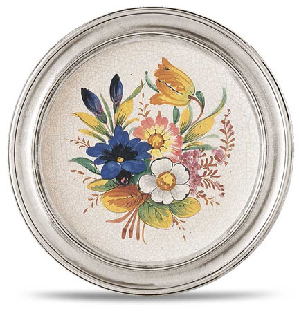 Decorative wall plate, grey and White, Pewter and Ceramic, cm &Oslash; 21