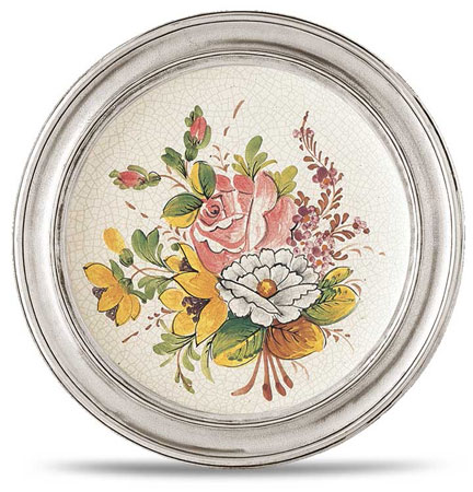 Decorative wall plate, grey and White, Pewter and Ceramic, cm &Oslash; 21