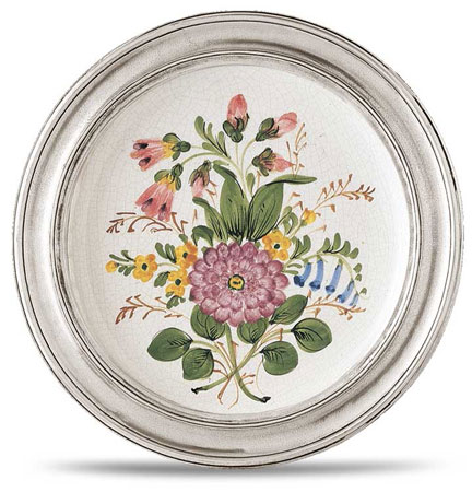 Decorative wall plate, grey and White, Pewter and Ceramic, cm &Oslash; 21