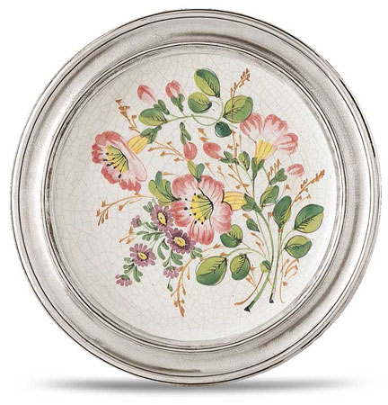 Decorative wall plate, grey and White, Pewter and Ceramic, cm &Oslash; 21