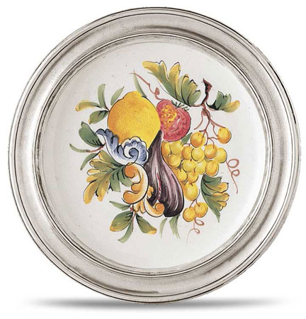 Decorative wall plate, grey and White, Pewter and Ceramic, cm &Oslash; 21