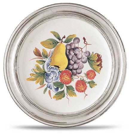 Decorative wall plate, grey and White, Pewter and Ceramic, cm &Oslash; 21