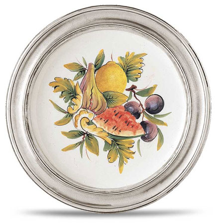 Decorative wall plate, grey and White, Pewter and Ceramic, cm &Oslash; 21
