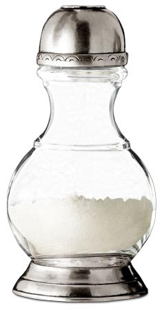 Sugar/salt/pepper shaker / bath salt shaker, grey, Pewter and lead-free Crystal glass, cm h 17