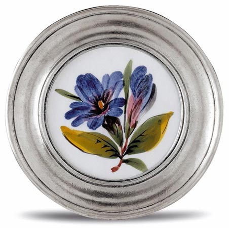 Decorative wall plate, grey and White, Pewter and Ceramic, cm &Oslash; 10,5