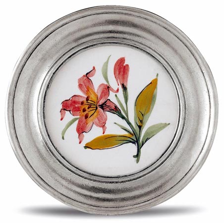 Decorative wall plate, grey and White, Pewter and Ceramic, cm &Oslash; 10,5