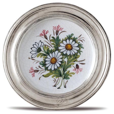 Decorative wall plate, grey and White, Pewter and Ceramic, cm &Oslash; 16