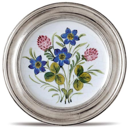Decorative wall plate, grey and White, Pewter and Ceramic, cm &Oslash; 16