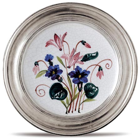 Decorative wall plate, grey and White, Pewter and Ceramic, cm &Oslash; 16