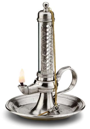 Öl Lampe (Tischuhr), Grau, Zinn, cm h 21,5