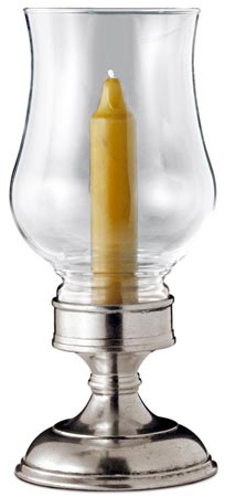 Garden candle, grey, Pewter and lead-free Crystal glass, cm h 22