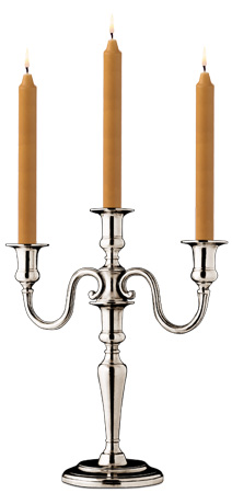 Candelabro 3 fiamme, grigio, Metallo (Peltro), cm h 36