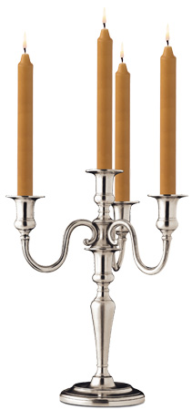 Candelabro 4 brazos, gris, Estaño, cm h 36