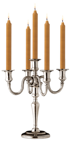 Candelabro 5 fiamme, grigio, Metallo (Peltro), cm h 36