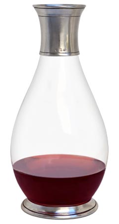 Wein Karaffe, Grau, Zinn und Glas, cm h 25