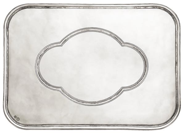 Assiette de présentation, gris, étain, cm 39x29