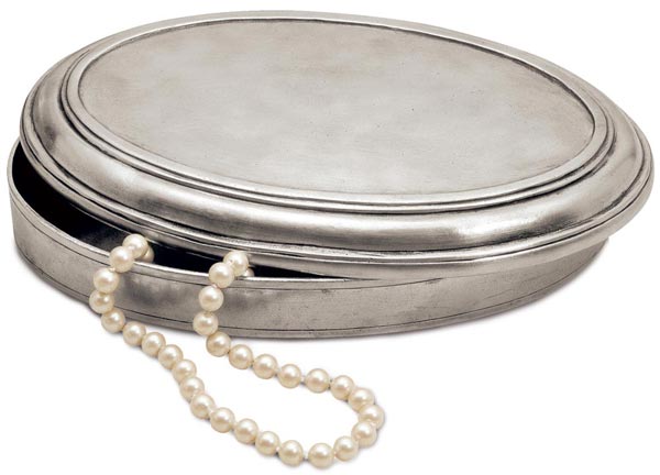 Oval box, grey, Pewter, cm 24x15