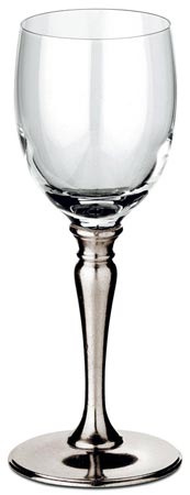 Verre à vin, gris, étain et Cristal sans plomb, cm h 19 x cl 20