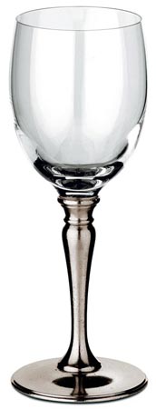 Bicchiere vino, grigio, Metallo (Peltro) e cristallo senza piombo, cm h 19,5 x cl 25