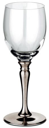 Verre à vin, gris, étain et Cristal sans plomb, cm h 19,5 x cl 25