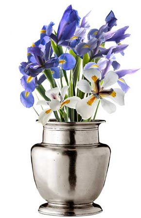Blumenvase Metall, Grau, Zinn, cm h13