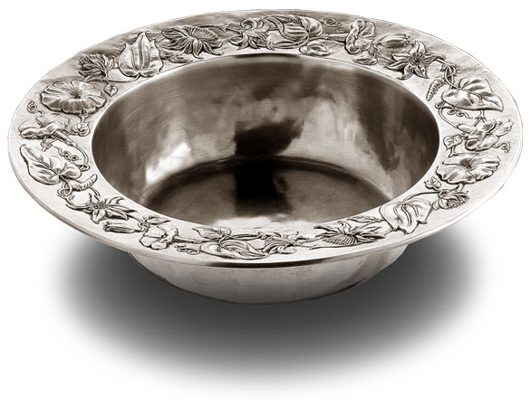 Basin with flower, grey, Pewter, cm Ø 33