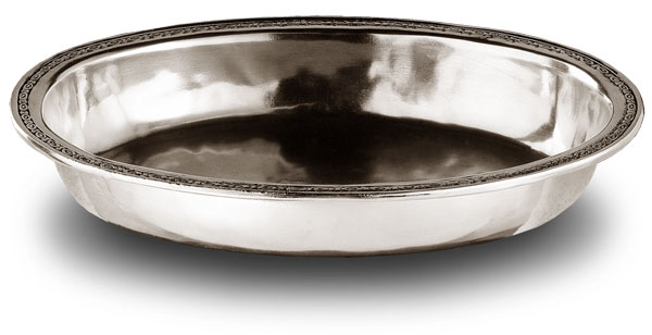 Bordered oval bowl, grey, Pewter, cm 37x26