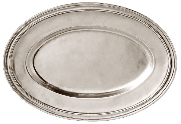 Oval serveringsfat, grå, Tinn, cm 33x22,5