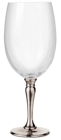 Bicchiera vino grande, grigio, Metallo (Peltro) e cristallo senza piombo, cm h 22 x cl 70