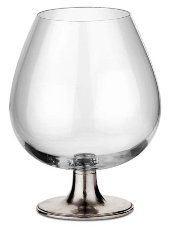 Bicchiere brandy, grigio, Metallo (Peltro) e cristallo senza piombo, cm h 14 cl 57