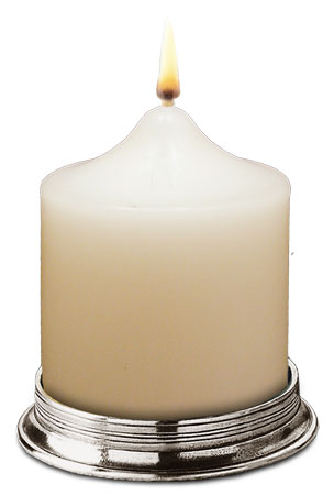 Porta candela con candela, grigio, Metallo (Peltro), cm int. Ø 7,5