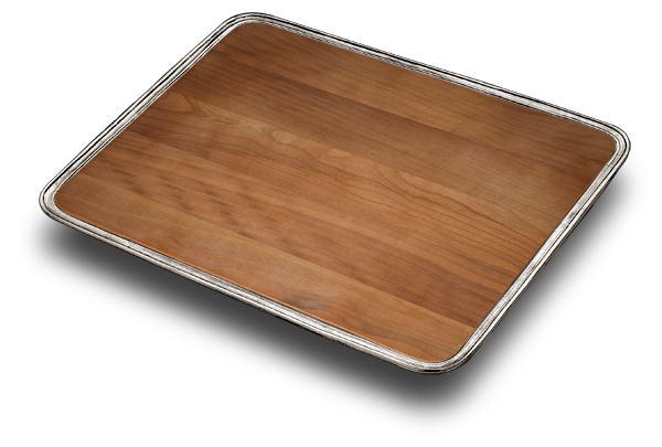 Cheese tray, grey and red, Pewter and Wood, cm 38 x 31