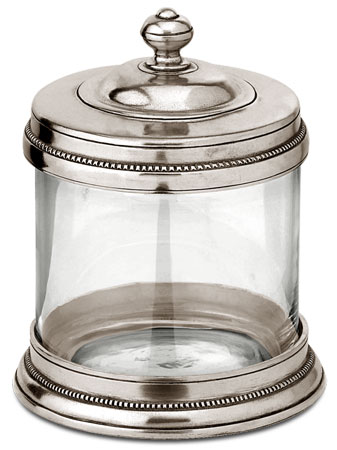 Vorratsdose aus Glas, Grau, Zinn und Glas, cm Ø12xh15,5 lt 0,75