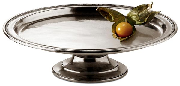 Footed plate, grey, Pewter, cm Ø35x10.5