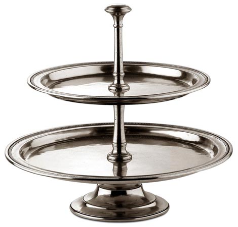 Two tier centerpiece, grey, Pewter, cm Ø35xh32