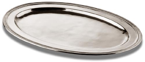 Oval serveringsfat, grå, Tinn, cm 53.5x34