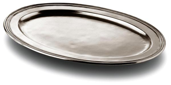 Oval carving platter, grey, Pewter, cm 53.5x34