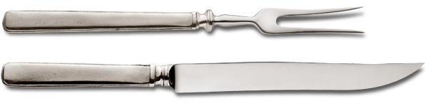 Posate per arrosto, grigio, Metallo (Peltro) e Acciaio inox, cm 35 / 28,5